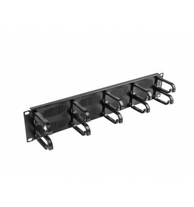 19" PANEL S KARTÁČEM PRO SPRÁVU KABELŮ 10 KROUŽKŮ TYP B 2U ČERNÝ LANBERG