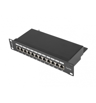 PATCH PANEL 12PORT 1U 10?? CAT.5E FTP STÍNĚNÝ ČERN