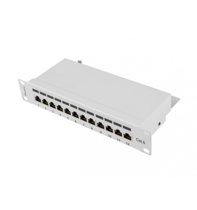 PATCH PANEL 12PORT 1U 10?? CAT.6 FTP STÍNĚNÝ ŠEDÝ