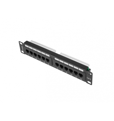 PATCH PANEL 12PORT 1U 10?? CAT.6 UTP ČERNÝ LANBERG