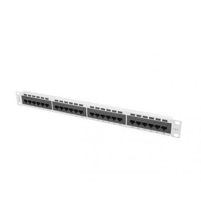 PATCH PANEL 24 PORTŮ 1U 19?? CAT.6 UTP ŠEDÝ LANBER