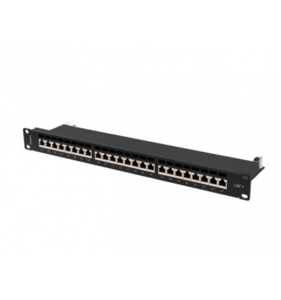 PATCH PANEL 24 PORTŮ 1U 19" CAT.7 FTP STÍNĚNÝ ČER