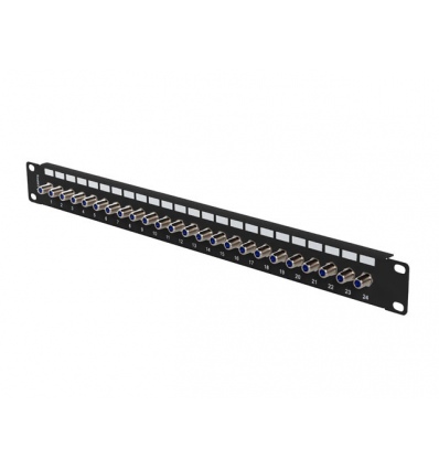 PATCH PANEL 24 PORTŮ 1U S KONEKTOREM TYPU F ČERNÝ