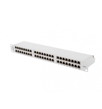 PATCH PANEL 48 PORTŮ 1U 19" CAT.6 FTP STÍNĚNÝ ŠED