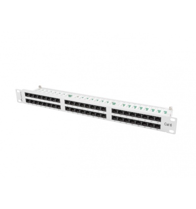 PATCH PANEL 48 PORTŮ 1U 19" CAT.6 UTP ŠEDÝ LANBER