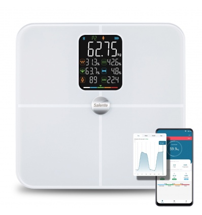 Salente BodyFit, chytrá osobní diagnostická fitness váha, Bluetooth, bílá