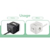 Síťový adaptér VIKING YC23H, bílá/Output:2xAC,1xUSB-A,2xUSB-C/držák na mobil/LED světlo/1,4m kabel