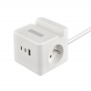Síťový adaptér VIKING YC23H, bílá/Output:2xAC,1xUSB-A,2xUSB-C/držák na mobil/LED světlo/1,4m kabel