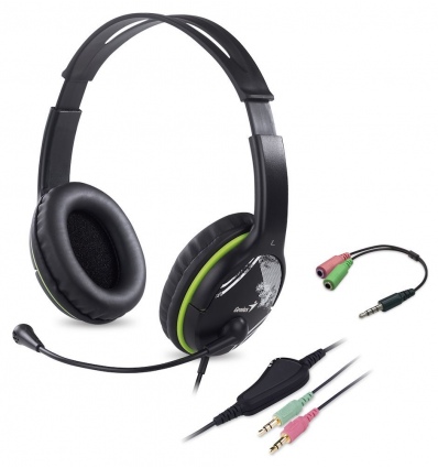 Sluchátka s mik. GENIUS HS-400A green + redukce