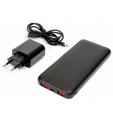 Platinet SET 3v1 Powerbanka 10000 mAh + Nabíječka 20W Power Delivery, kabel USB-C 1m, černá