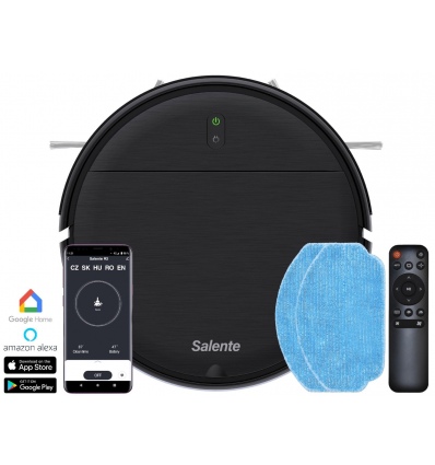 Salente R2, robotický vysavač, stírání vodou, nabíjecí stanice, černý