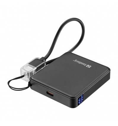 Sandberg Nano Powerbank 5000 mAh PD20W, kompaktní powerbanka s USB-C kabelem, černá