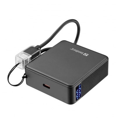 Sandberg Nano Powerbank 10000 mAh PD20W, kompaktní powerbanka s USB-C kabelem, černá