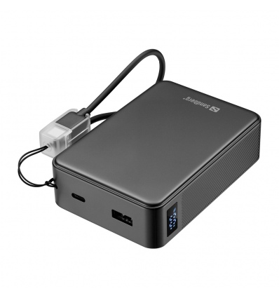Sandberg Nano Powerbank 20000 mAh PD20W, kompaktní powerbanka s USB-C kabelem, černá