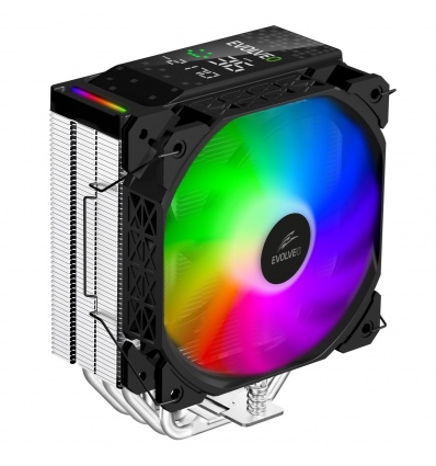 EVOLVEO QuietCool7, CPU chladič s digitálním displejem, 6x heatpipe, černý