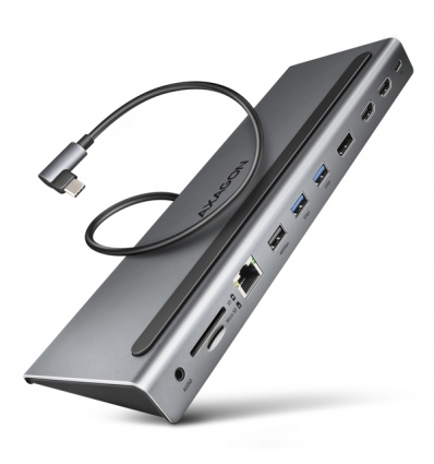 AXAGON HMC-4KX3 USB 5Gbps hub, 3x USB-A, 2x HDMI, DP, RJ-45, SD/microSD, audio, PD 100W, kabel 40cm