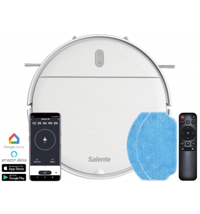 Salente R2, robotický vysavač, stírání vodou, nabíjecí stanice, bílý