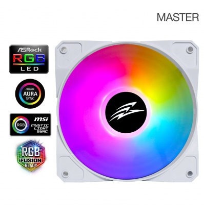 EVOLVEO 12FSW, ventilátor, 120mm, 4pin molex, ARGB, slave, bílý