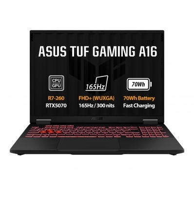ASUS TUF Gaming A16/FA608UP-RV011W/R7-260/16"/WUXGA/16GB/512GB/RTX 5070/W11H/Gray/2R