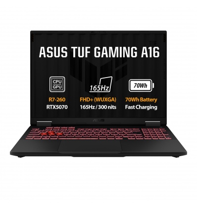 ASUS TUF Gaming A16/FA608UP-RV048Z/R7-260/16"/WUXGA/16GB/512GB/RTX 5070/bez OS/Gray/2R