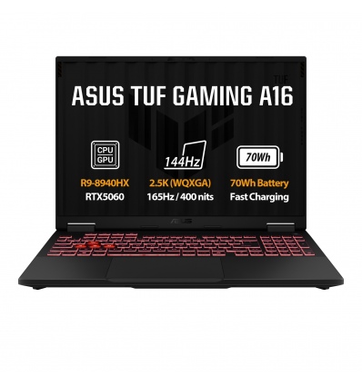 ASUS TUF Gaming A16/FA608PM-QT140WZ/R9-8940HX/16"/2560x1600/32GB/1TB/RTX 5060/W11H/Gray/2R