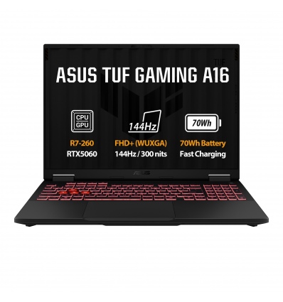 ASUS TUF Gaming A16/FA608UMI-TU167WZ/R7-260/16"/WUXGA/16GB/512GB/RTX 5060/W11H/Gray/2R