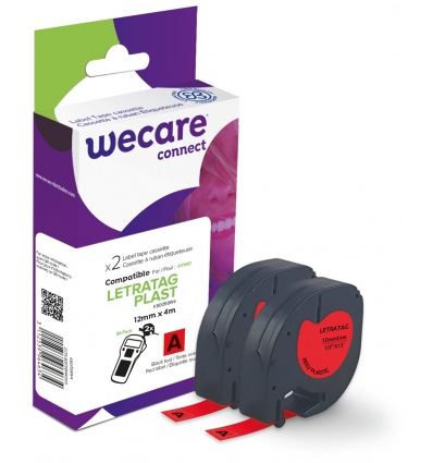 WECARE ARMOR páska 2ks kompatibilní s DYMO S0721630,Black/Red,12MM*4M