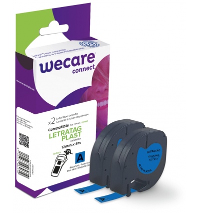 WECARE ARMOR páska 2ks kompatibilní s DYMO S0721650,Black/Blue,12MM*4M