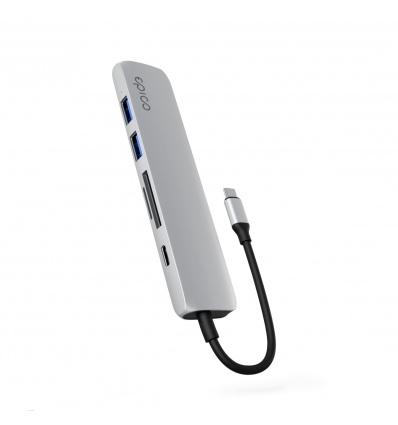 Epico 6v1 hliníkový USB-C 8K hub - stříbrná