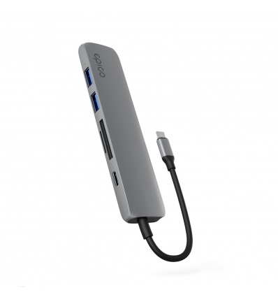 Epico 6v1 hliníkový USB-C 8K hub - šedá