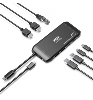 PORT CONNECT Cestovní dokovací stanice USB-C, 2×4K, 7portů, PD100W