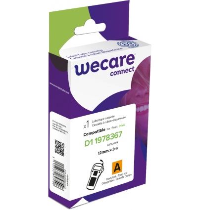 WECARE ARMOR páska (vinyl) kompatibilní s DYMO 1978367,Black/Orange,12MM*3M
