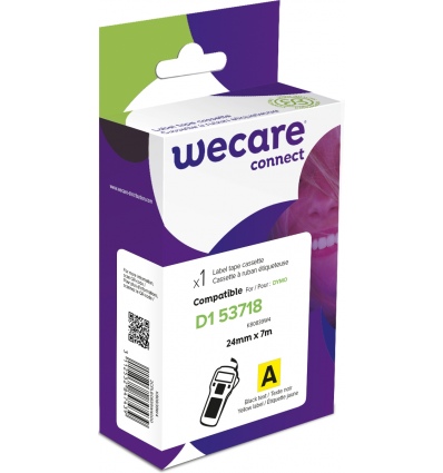 WECARE ARMOR páska kompatibilní s DYMO S0720980,Black/Yellow,24MM*7M