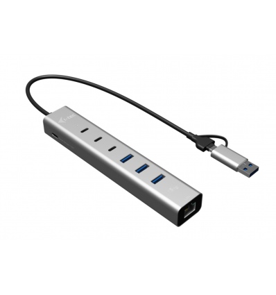 i-tec USB-C/USB-A Metal HUB 6 port (3x USB-C, 3x USB-A), LAN, Power Delivery 85W