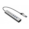 i-tec USB-C/USB-A Metal HUB 6 port (3x USB-C, 3x USB-A), LAN, Power Delivery 85W