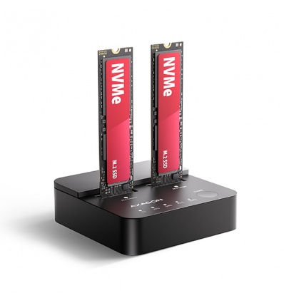 AXAGON ADSA-M2C22L, USB-C 20Gbps dokovací stanice pro 2× M.2 NVMe SSD s funkcí klonování