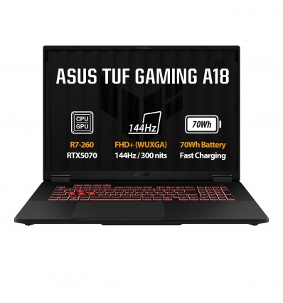ASUS TUF Gaming A18/FA808UP-S8020/R7-260/18"/WUXGA/16GB/512GB/RTX 5070/bez OS/Gray/2R