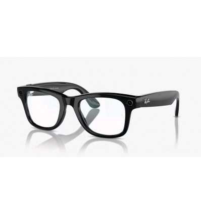 Meta Ray-Ban Gen1 Wayfarer, Shiny Black, Clear (Large)