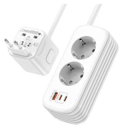 Cestovní prodlužovací zásuvka Viking PQ30/2x AC/2xUSB-C PD/1xUSB-A QC/více než 200 zemí