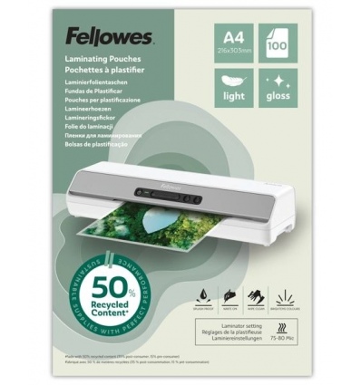 Laminovací fólie Fellowes A3 80 mic z recyklovaného materiálu (50%), lesklé
