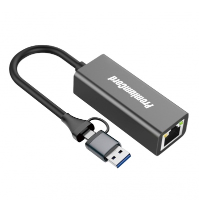 PremiumCord adaptér UBS-C a USB-A na Gigabit, 15cm
