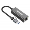 PremiumCord adaptér UBS-C a USB-A na Gigabit, 15cm