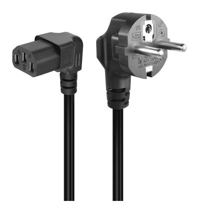 PremiumCord Kabel síťový 230V k PC,2m, 90° zahnutý