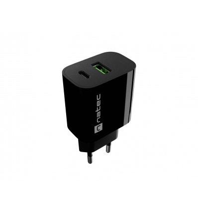 Univerzální nabíječka Natec RIBERA 20 W, 1X USB-A + 1X USB-C, černá