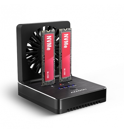 AXAGON ADSA-M2C22, USB-C 20Gbps dokovací stanice pro 2× M.2 NVMe/SATA SSD s funkcí klonování