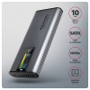 AXAGON EEM2-SD2, USB-C 10Gbps externí box s displejem pro M.2 NVMe/SATA SSD, bezšroubkový, stříbrný