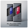 AXAGON EEM2-SD2, USB-C 10Gbps externí box s displejem pro M.2 NVMe/SATA SSD, bezšroubkový, stříbrný