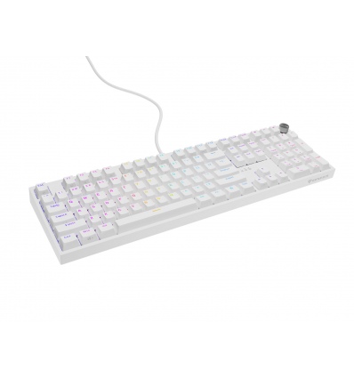 Herní mechanická klávesnice Genesis THOR 404/RGB/Outemu Peach Silent/Drátové USB-A/US layout/Bílá
