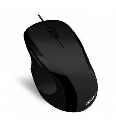 EVOLVEO ML-507B/Ergonomická/Laserová/Pro praváky/1 600 DPI/Drátová USB/Černá