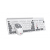 Klávesnice C-TECH Quallis WLKMC-05, bezdrátový combo set s myší, bílá, USB, CZ/SK